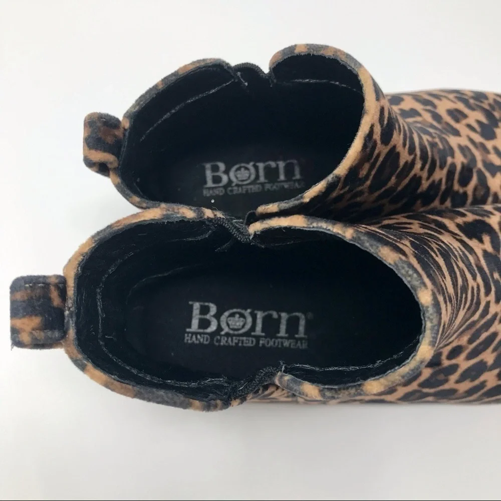 Born Remo Pixie Booties Brown Black Leopard Print Size 6
